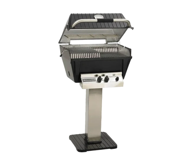 Broilmaster P4X Post-Mount Premium Gas Grill w/ Charmaster Briquets