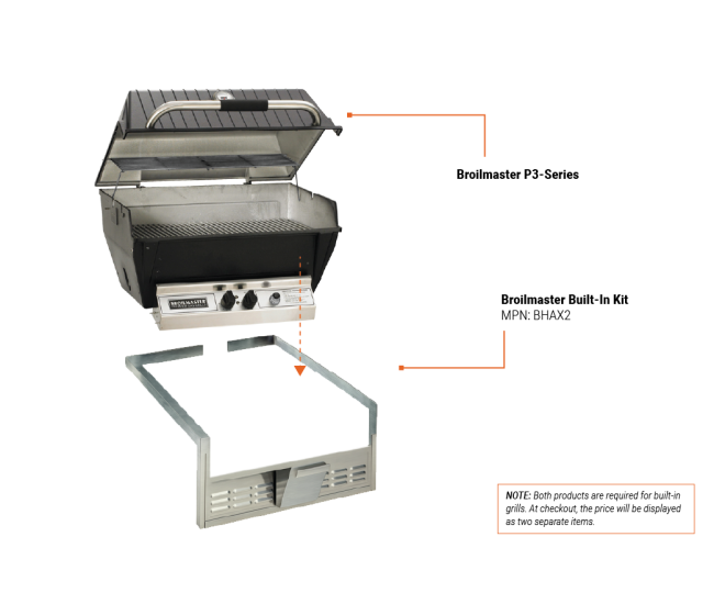 Broilmaster P3SX Built-In Super Premium Gas Grill w/ Smoker Shutter, Griddle and Flare Buster Flavor Enhancers | 1-Burner Broilmaster P3SX Built-In Super Premium Gas Grill w/ Smoker Shutter, Griddle and Flare Buster Flavor Enhancers | 1-Burner