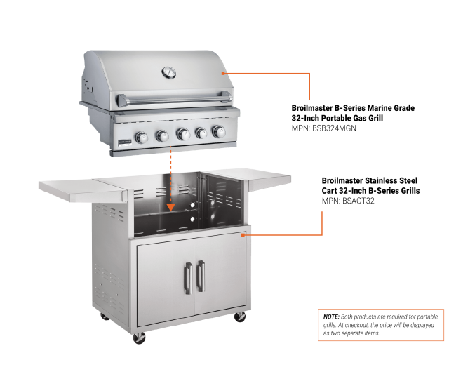 Broilmaster B-Series Marine Grade 32-Inch Portable Gas Grill | 4-Burner Broilmaster B-Series Marine Grade 32-Inch Portable Gas Grill | 4-Burner